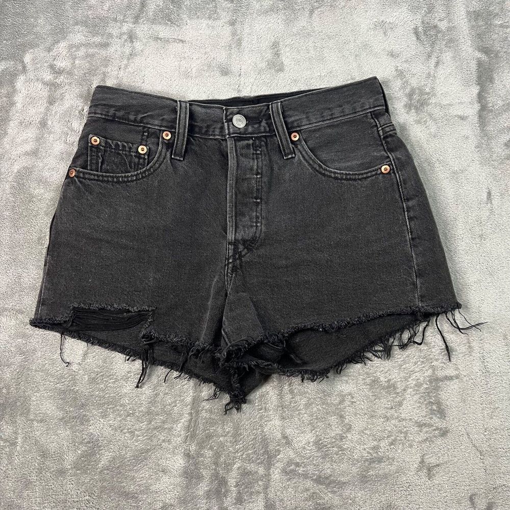 Levis 501 Womens Jean Shorts Size 25 High-Rise Black Cut Off Distressed NWOT #11